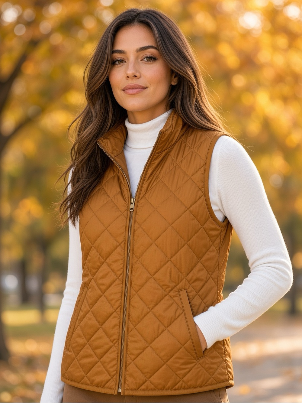 Old Navy Quilted Sleeveless Puffer Vest in Mustard
